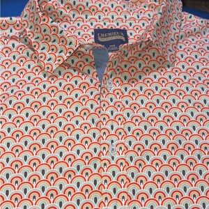 Daniel Cremieux Men's Red, Orange & White Arch-Print Button-Down Shirt